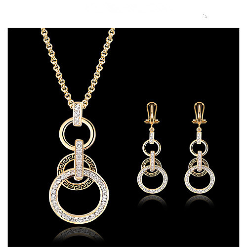 

Jewelry Set Pendant Necklace Party Ladies Work Vintage European 18K Gold Plated Cubic Zirconia Earrings Jewelry Gold For Wedding Masquerade Engagement Party Prom Promise