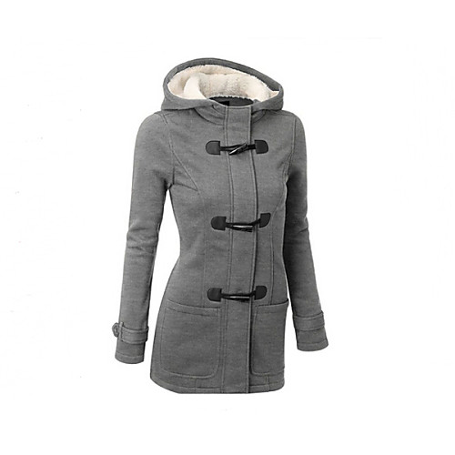 

Women's Parka Daily Winter Regular Coat Hooded Jacket Long Sleeve Solid Colored Light Brown Dark Gray / Lined