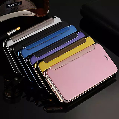 

Phone Case For iPhone 5 Apple iPhone X Full Body Case Flip iPhone X iPhone 8 Plus iPhone 8 iPhone SE / 5s iPhone 5 Plating Mirror Flip Solid Color Hard Metal