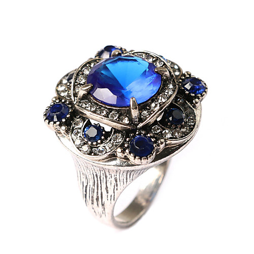 

New Vintage Jewelry Women's Flower-shaped Gem Statement Ring