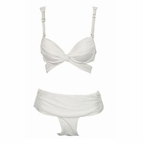 

Women's Retro Cross Halter Neck Bikini Swimwear Swimsuit - Solid Colored S M L White Black