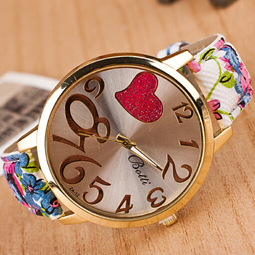 

Women's Casual Watch Fashion Watch Quartz Leather Blue / Red / Brown Analog Heart shape - Brown Red Blue
