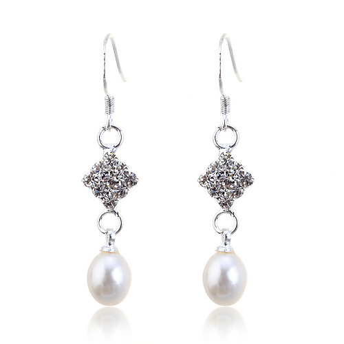 

Women's Crystal Drop Earrings Ladies Fashion Pearl Crystal Silver Plated Earrings Jewelry White / Purple / Champagne For Party Daily Casual / Imitation Diamond