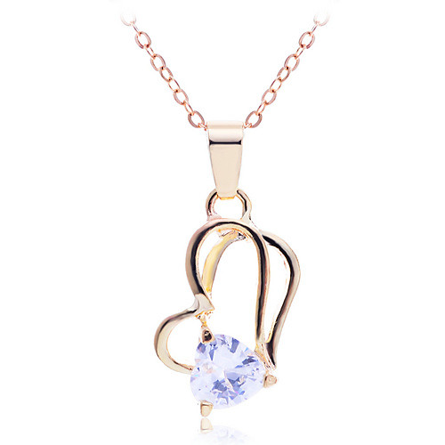 

Women's Cubic Zirconia Pendant Necklace Heart Zircon Alloy Silver Golden Necklace Jewelry For Party Thank You Daily Casual Valentine