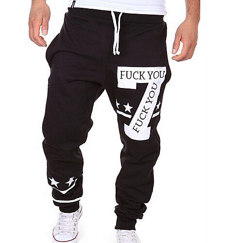 

Men's Active Basic Casual Sports Weekend Active Relaxed Sweatpants Pants Letter Full Length Print White Black Gray