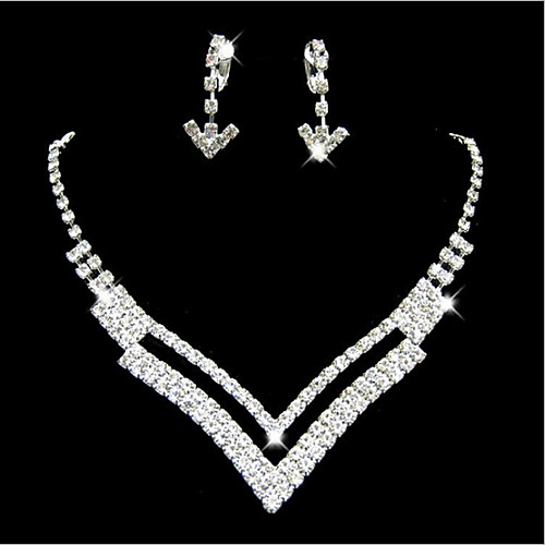 

Jewelry Set Ladies Party Double-layer Fashion Bridal Cubic Zirconia Earrings Jewelry White For Wedding Party Special Occasion Anniversary Birthday Gift / Necklace