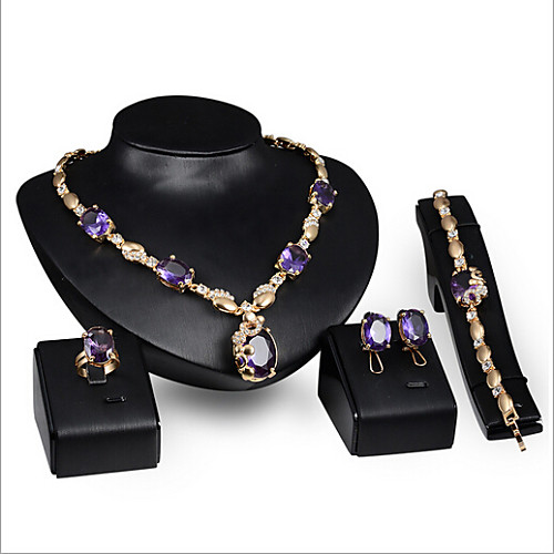 

Women's Synthetic Amethyst Jewelry Set Ladies Rhinestone Earrings Jewelry Purple For Party Wedding Special Occasion Anniversary Birthday Gift / Rings / Daily / Necklace / Engagement