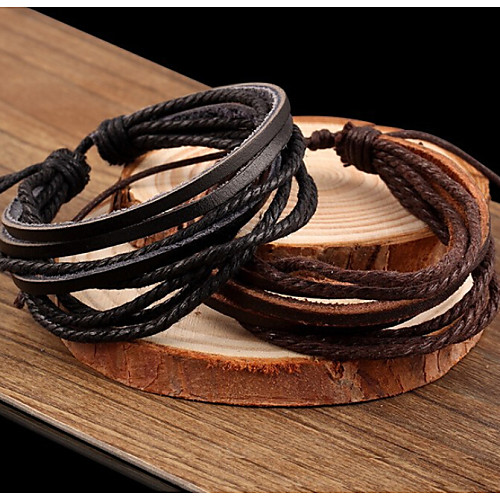 

Women's Wrap Bracelet Leather Bracelet Layered Plaited Wrap Twisted Cheap Ladies Basic Casual Vintage Multi Layer Leather Bracelet Jewelry Black / Brown For Party Casual Daily Cosplay Costumes