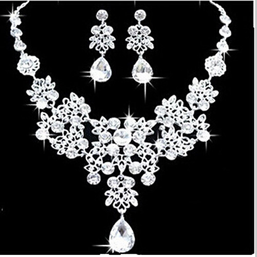 

Jewelry Set Pear Cut Party Statement Ladies Elegant Bridal Cubic Zirconia Earrings Jewelry White For Wedding Prom 1 set / Necklace