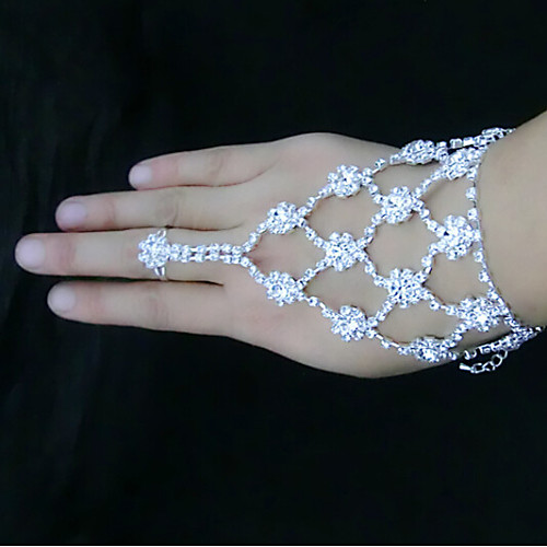 

Women's Wrap Bracelet Ring Bracelet / Slave bracelet Flower Sunflower Rhinestone Bracelet Jewelry White For Party Daily / Silver Plated / Imitation Diamond