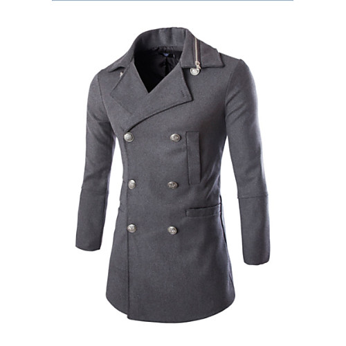 

Men's Coat Daily Fall Winter Regular Coat V Neck Slim Jacket Sleeveless Solid Colored Gray Black / Cotton