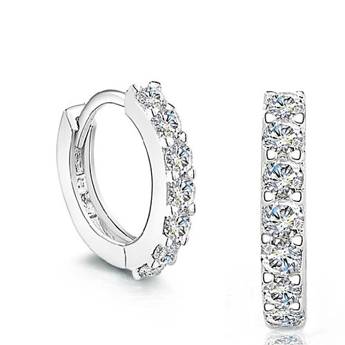 

Synthetic Diamond Stud Earrings Huggie Earrings Ladies Fashion Sterling Silver Crystal Imitation Diamond Earrings Jewelry Silver For Wedding Party Daily Masquerade Engagement Party Prom