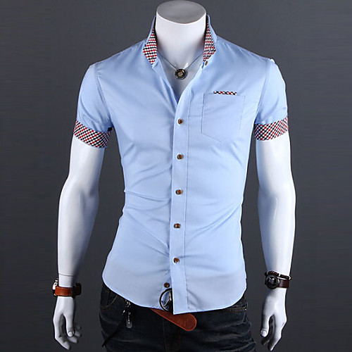 

Men's Shirt Solid Colored Plus Size Basic Short Sleeve Formal Slim Tops Button Down Collar Wine White Black / Summer / Work