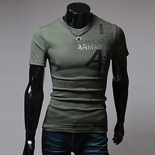 

Men's T shirt Letter Print Short Sleeve Daily Tops Cotton Wine White Dark Gray