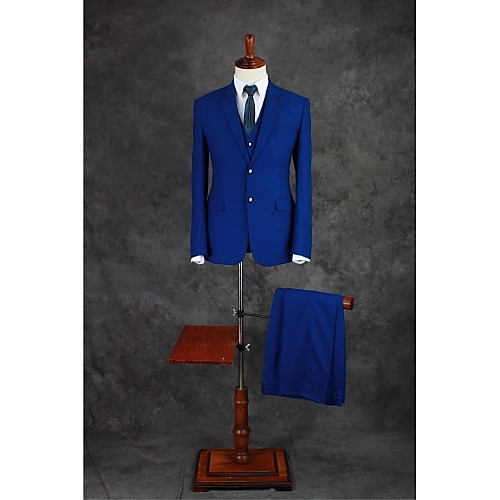 

Men's Suits Notch Tailored Fit Single Breasted Two-buttons Straight Flapped Solid Colored Cotton Blend