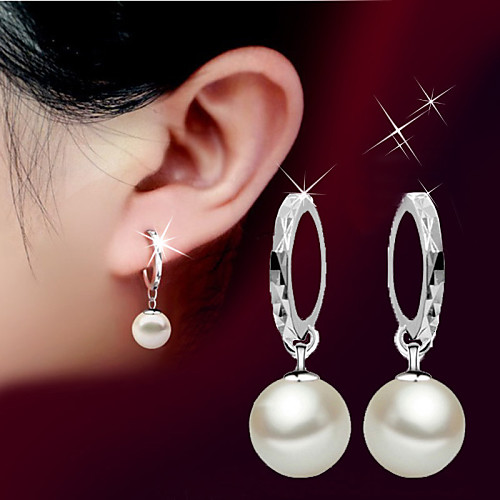 

Women's Pearl Drop Earrings Dangle Earrings Ball Ladies Basic Fashion Simple Style Birthstones Pearl Sterling Silver Silver Earrings Jewelry Silver For Party Wedding Birthday Gift Daily Masquerade