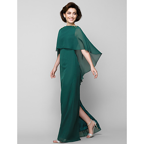 

Sheath / Column Mother of the Bride Dress Furcal Scoop Neck Ankle Length Jersey Sleeveless with Beading 2021