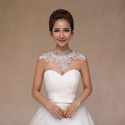 

Sleeveless Collars Lace Wedding Wedding Wraps With Crystal / Pearl