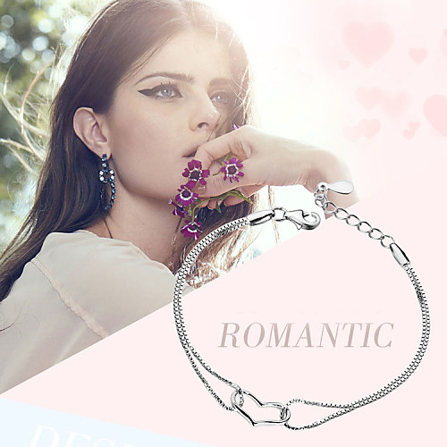 

Women's Chain Bracelet Charm Bracelet Heart Love Ladies Sterling Silver Bracelet Jewelry Silver For Wedding Party Daily Casual