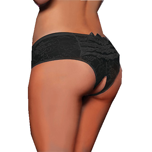 

Women's Plus Size Hole Jacquard Ultra Sexy Panty Mid Waist Erotic Lace Pink M