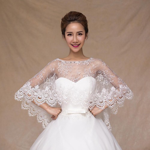 

Sleeveless Capelets Lace Wedding Wedding Wraps With Crystal / Lace