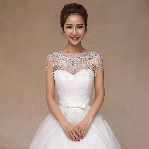 

Sleeveless Collars Sequined Wedding Wedding Wraps With Crystal / Pearl