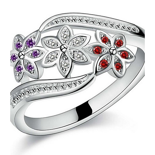 

Couple Rings Cubic Zirconia Silver Sterling Silver Zircon Flower Love Ladies Bridal 7 8 9 / Women's / Women's / Statement Ring / Open Cuff Ring