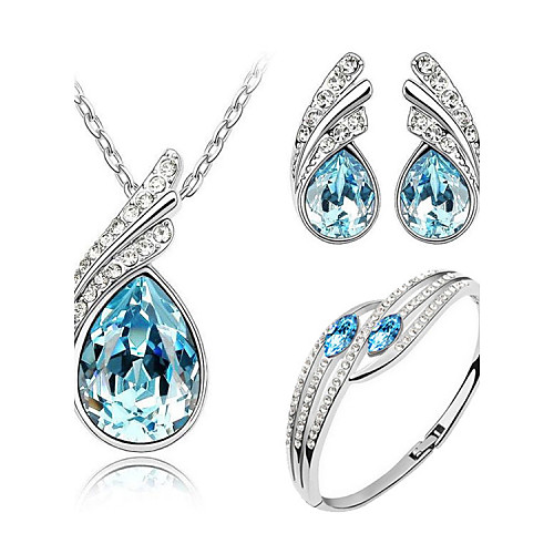 

Women's Sapphire Crystal Citrine Jewelry Set Pear Cut Solitaire Angel Wings Ladies Elegant everyday Crystal Earrings Jewelry Purple / Yellow / Blue For Party Wedding Birthday Gift Casual Daily