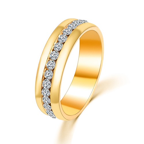 

Band Ring Cubic Zirconia Round Cut Golden Silver Zircon Love Statement Ladies Classic / Women's