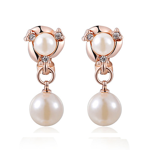 

Women's Pearl Earrings Two Stone Ladies Elegant everyday 18K Gold Plated Pearl Imitation Pearl Earrings Jewelry Rose Gold / Silver For Wedding Masquerade Engagement Party Prom Promise