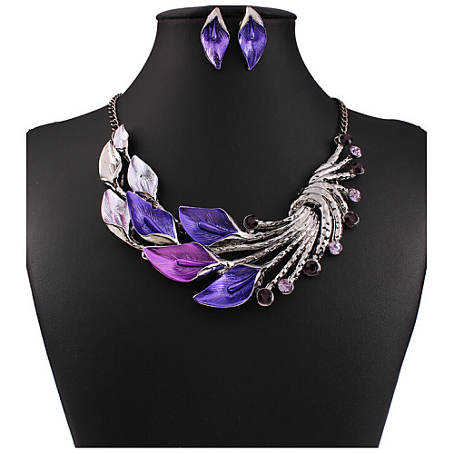 

Women's Jewelry Set Drop Earrings Pearl Necklace Flower Party Statement Ladies Work Elegant Casual Cubic Zirconia Rhinestone Earrings Jewelry Purple / Green / Light Blue For Party Special Occasion