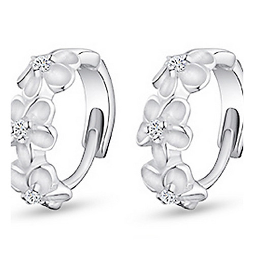 

Women's Cubic Zirconia Hoop Earrings Earrings Huggie Earrings Flower Ladies Work Birthstones Sterling Silver Zircon Cubic Zirconia Earrings Jewelry Silver For Wedding Daily Masquerade Engagement