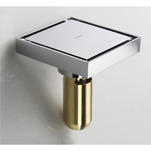 

Contemporary Brass Chrome Finish Square Floor Drain