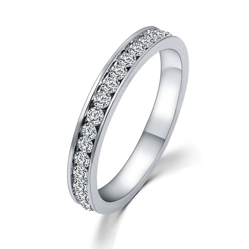 

Women's Band Ring - Zircon Love Statement, Classic Adjustable Silver For Wedding / Party / Daily