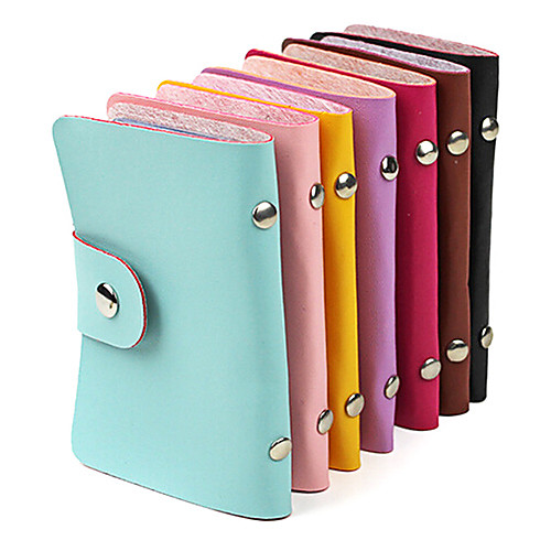 

стильная визитница из искусственной кожи 1шт (24 кармана разных цветов)