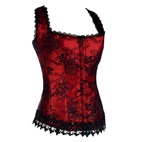 

Corset Women's Normal Lace Polyester Jacquard Shapewear Overbust Corset Lace Up Christmas Red S / Sexy