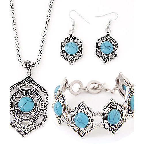 

Women's Turquoise Jewelry Set Ladies Asian Luxury Elegant European Resin Turquoise Earrings Jewelry For Party Birthday Gift Casual Daily Engagement / Necklace / Bracelets & Bangles