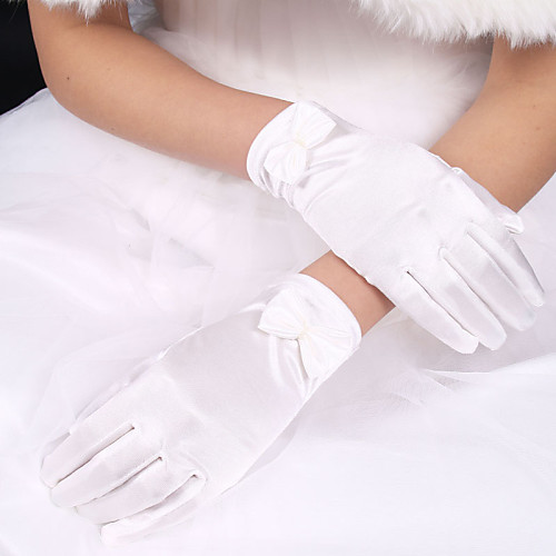 

Elastic Satin / Polyester Wrist Length Glove Classical / Bridal Gloves With Solid