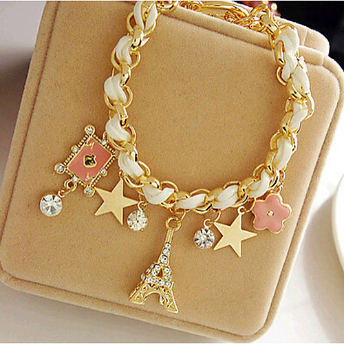 

Women's Charm Bracelet Leather Bracelet Tower Star Eiffel Tower Ladies fancy Party Leather Bracelet Jewelry White / Black / Pink For