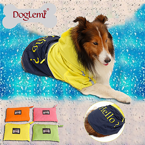 

Dog Rain Coat Letter & Number Fashion Waterproof Outdoor Dog Clothes Puppy Clothes Dog Outfits Yellow Pink Orange Costume for Girl and Boy Dog Terylene L XL XXL 3XL