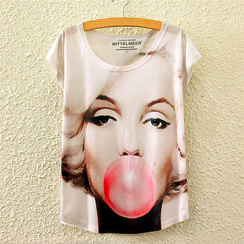 

Women's T shirt Floral Flower Short Sleeve Daily Tops Cotton White