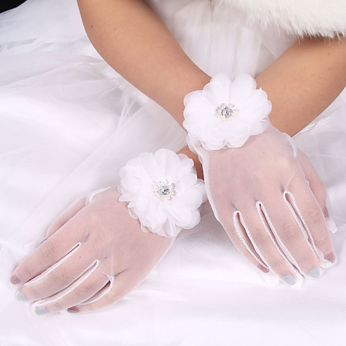 

Elastic Satin / Polyester / Tulle Wrist Length Glove Classical / Bridal Gloves With Solid