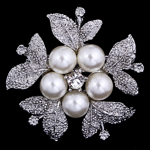 

Women's Brooches Flower Party Ladies Work Casual Fashion Cubic Zirconia Brooch Jewelry Silver For Party Wedding Special Occasion Anniversary Birthday Gift