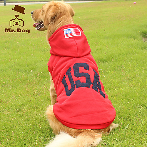 

Dog Hoodie American / USA National Flag Fashion Keep Warm Winter Dog Clothes Puppy Clothes Dog Outfits Red Dark Blue Costume for Girl and Boy Dog Cotton L XL XXL 3XL