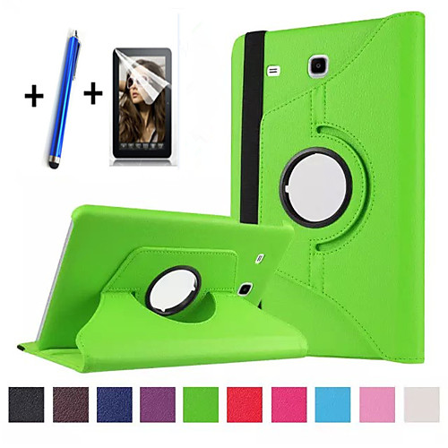

Phone Case For Samsung Galaxy Full Body Case Tab E 9.6 360° Rotation with Stand Flip Solid Colored Hard PU Leather