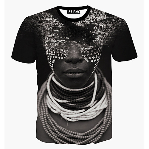 

Men's T shirt Portrait Print Short Sleeve Daily Tops Punk & Gothic Black