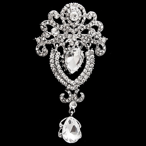 

Women's Brooches Pear Cut Solitaire Flower Ladies Fashion Imitation Diamond Brooch Jewelry White For Wedding Party Special Occasion Anniversary Birthday Masquerade Size 5.19.5cm