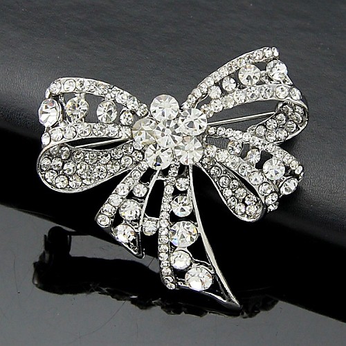 

Women's Brooches Bowknot Ladies Work Fashion Cute everyday Crystal Cubic Zirconia Brooch Jewelry Silver For Wedding Party Special Occasion Anniversary Birthday Gift