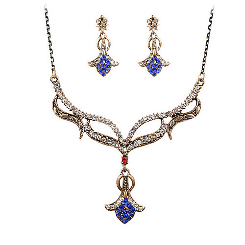 

Turquoise Jewelry Set Pendant Necklace Party Ladies Work Vintage Cubic Zirconia Turquoise Earrings Jewelry Blue / Gold For 1 set