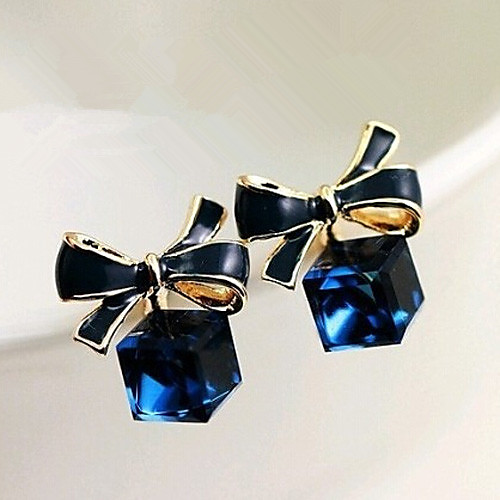 

Women's Crystal Drop Earrings Bowknot Earrings Jewelry Blue For